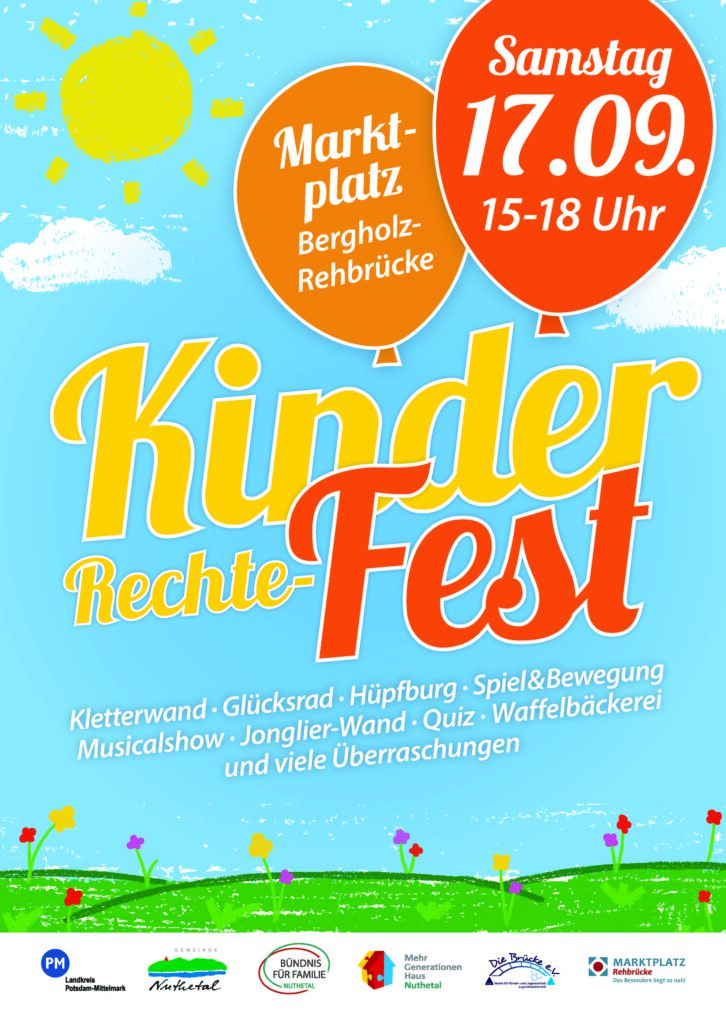 Flyer Kinderrechtefest
Am 17. September 2022
15-18 Uhr
Marktplatz Bergholz-Rehbrücke